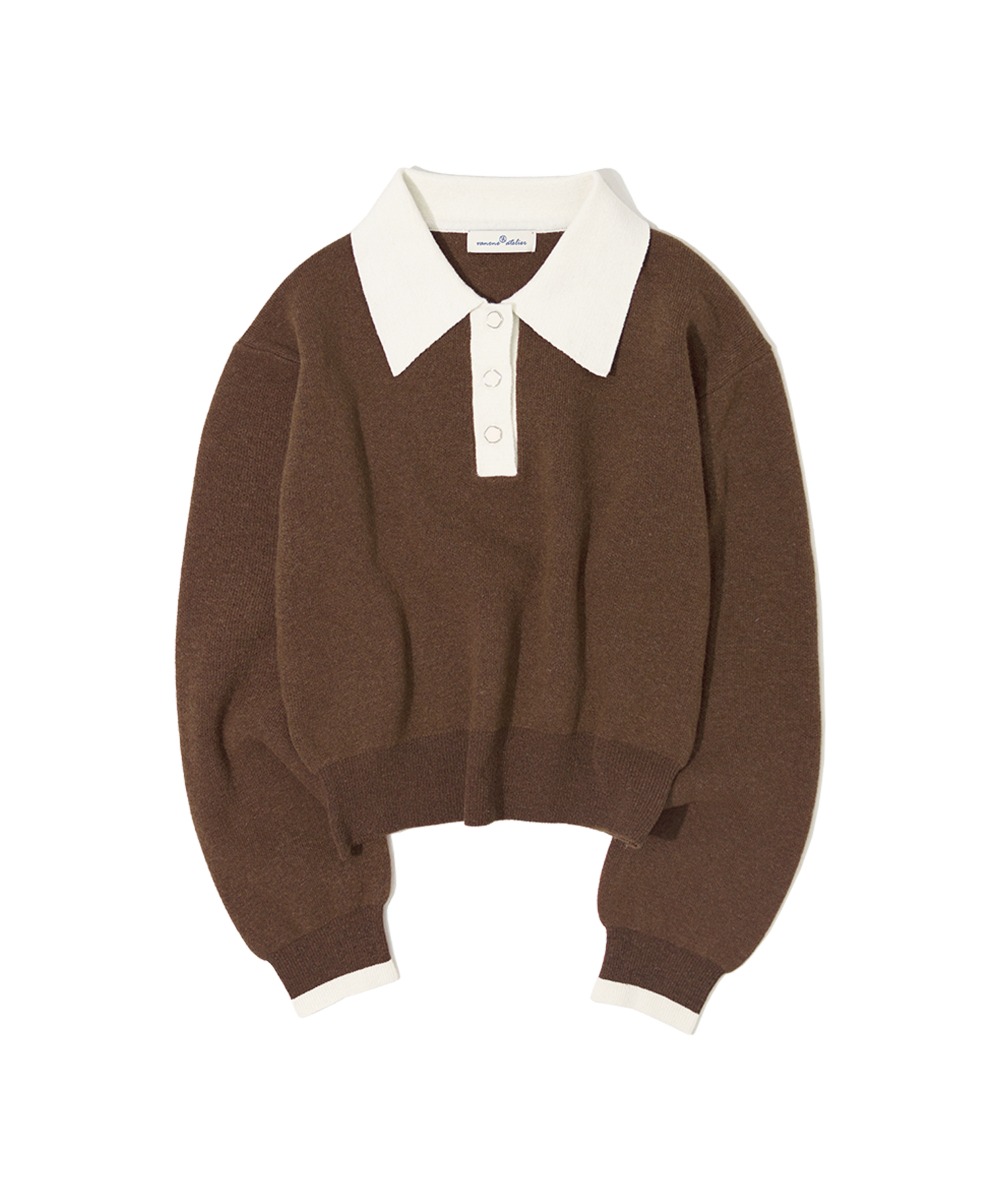 KN4201 Wool big collar knit_Umber brown