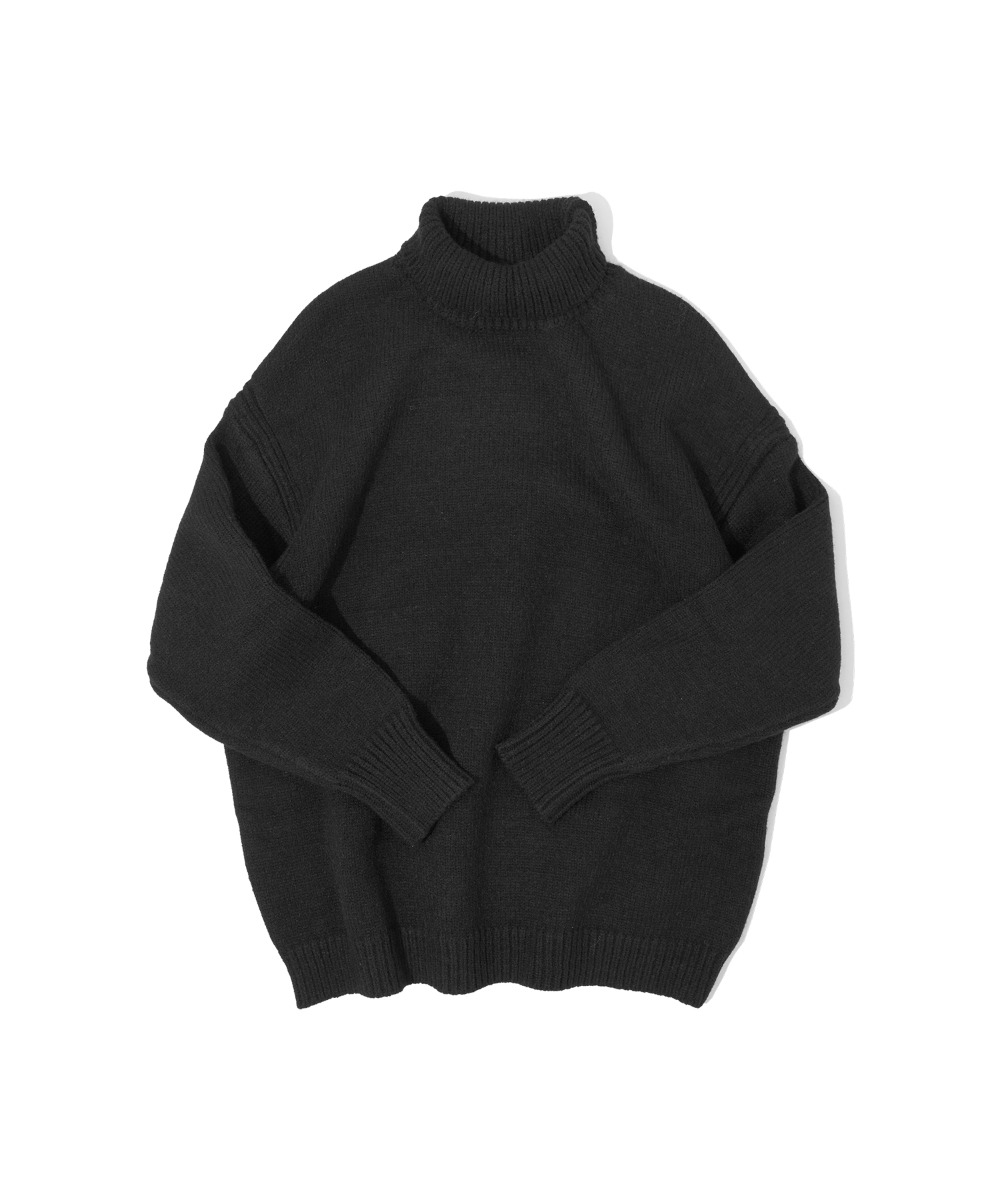KN4209 Oversize angora turtleneck knit_Black