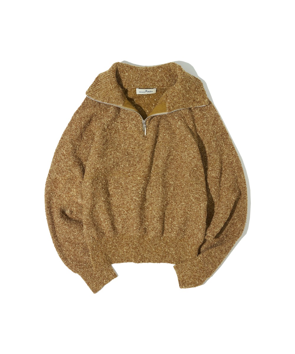 KN4214 Boucle zip-up knit_Golden brown