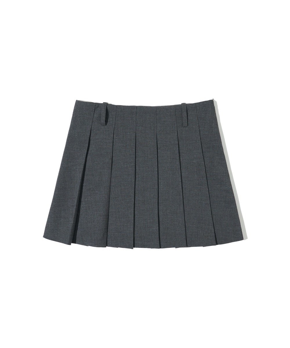 P3141 Pleats short skirt_Charcoal