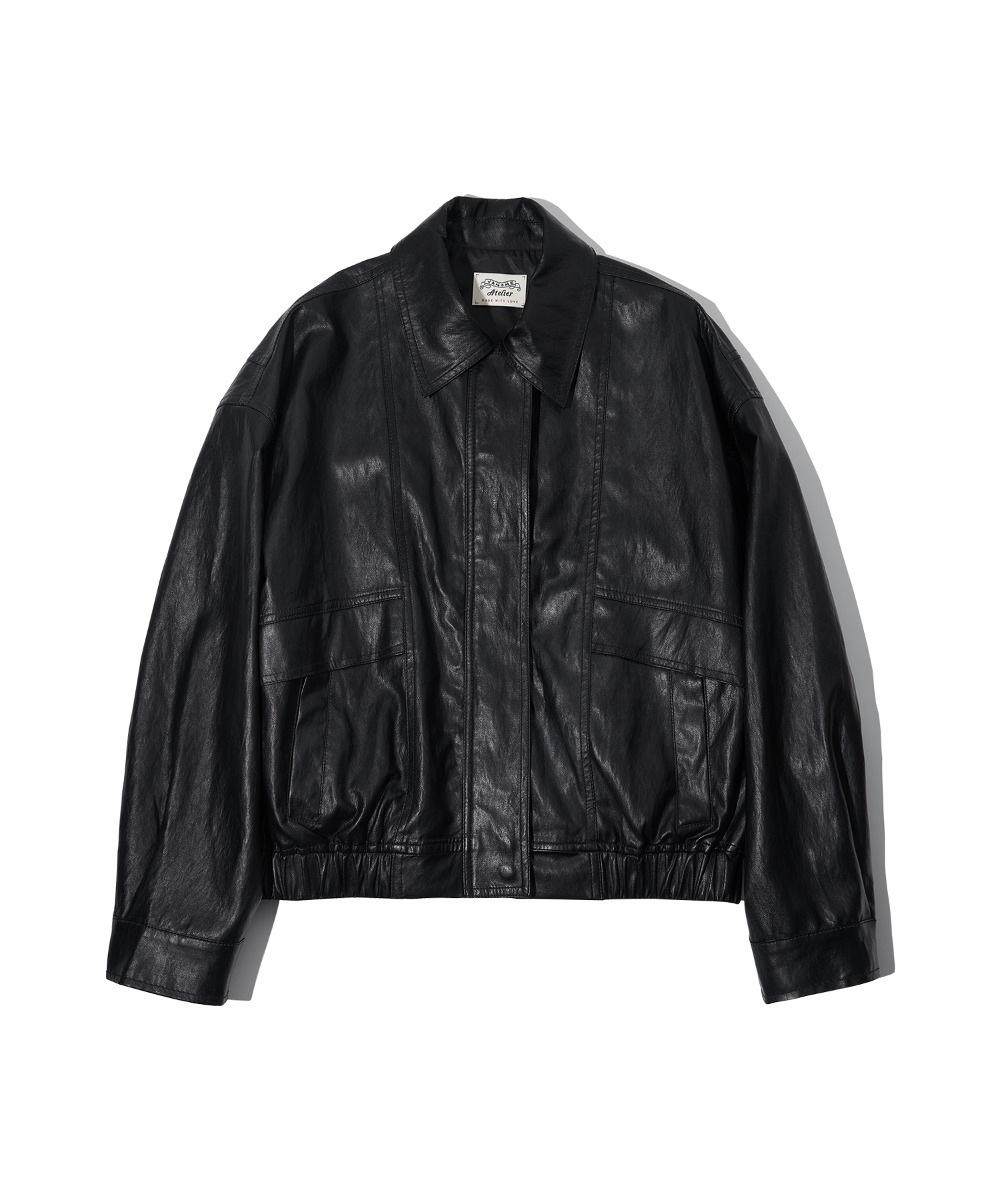 O3721 Rouen fake leather jumper_Black