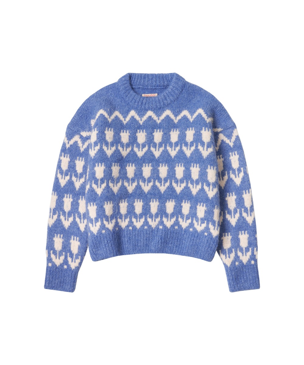 [12/1 예약발송]KN4240 Flower hairy wool knit_Blue