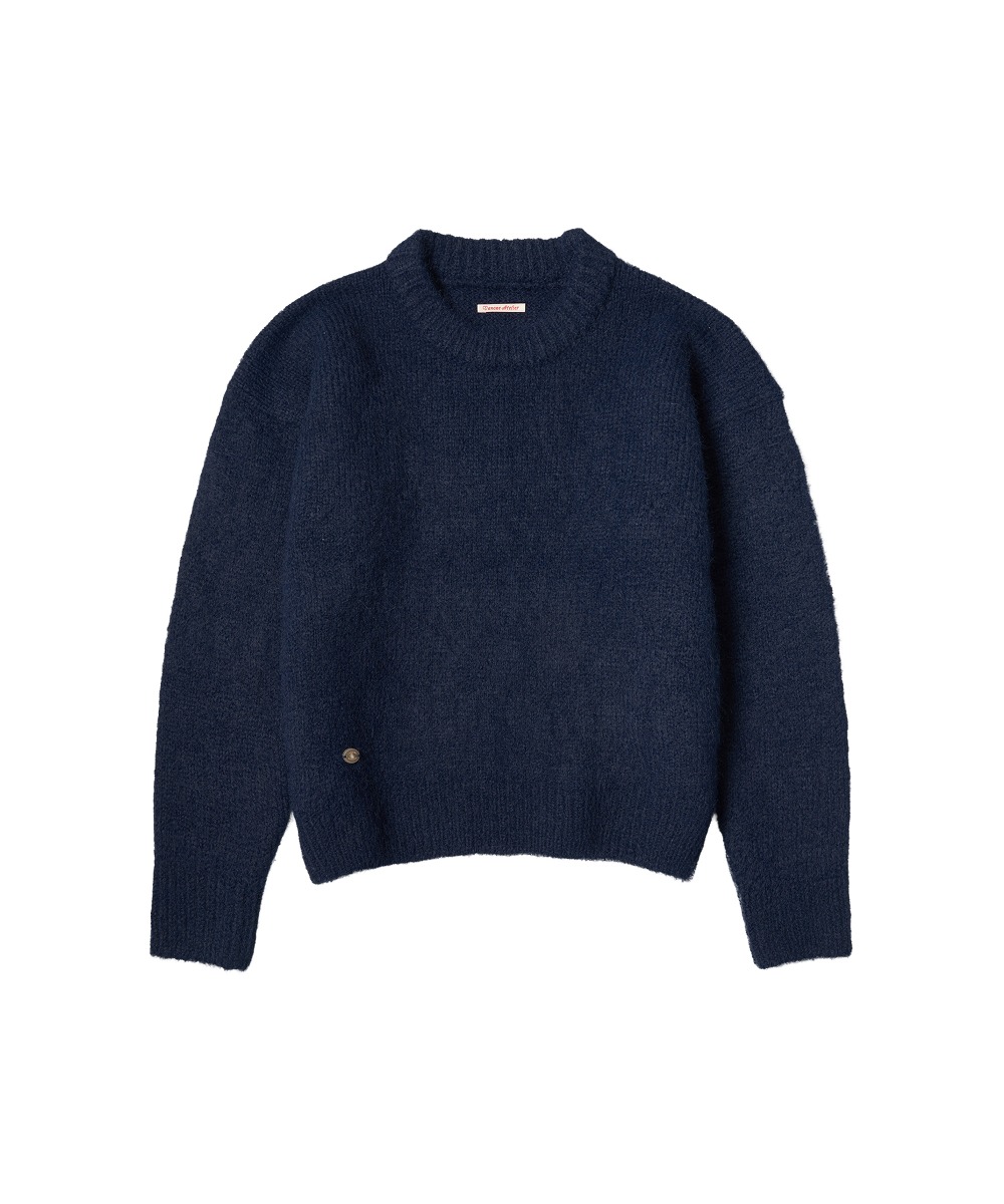 KN4243 Hairy wool round knit_Navy