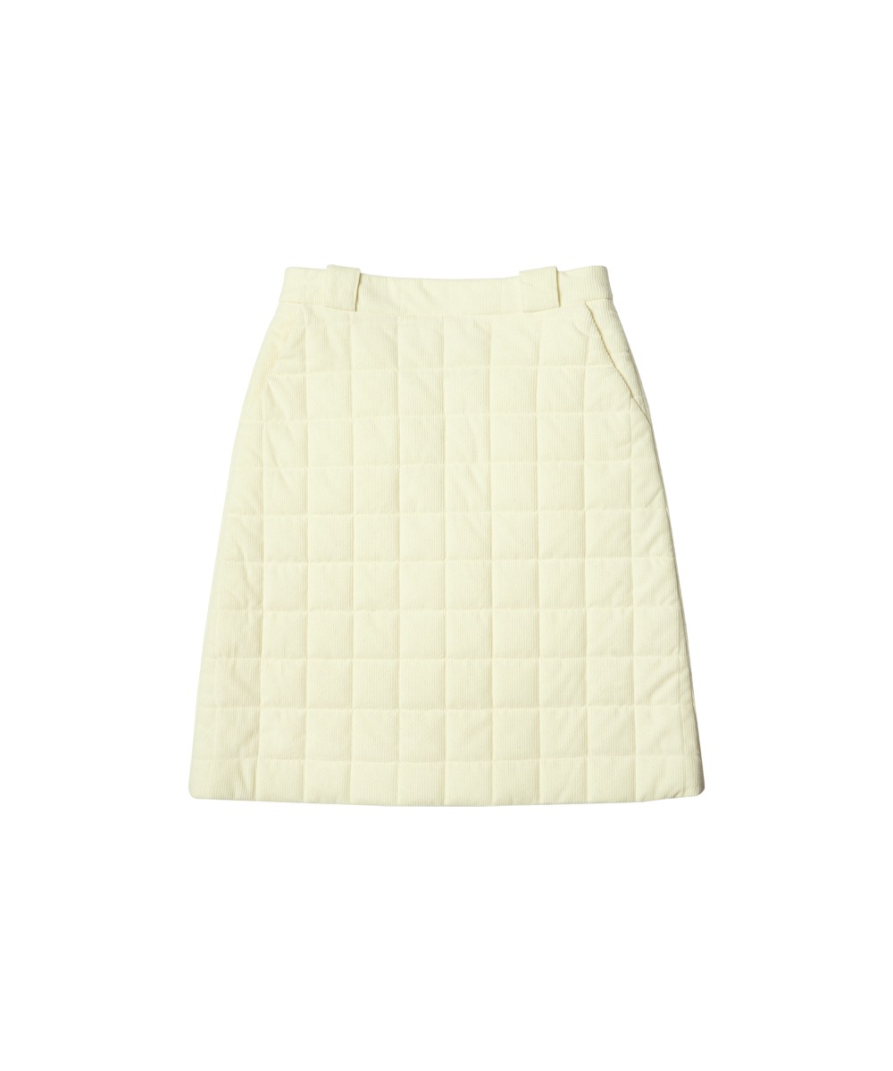P3168 Square quilting skirt_Ivory