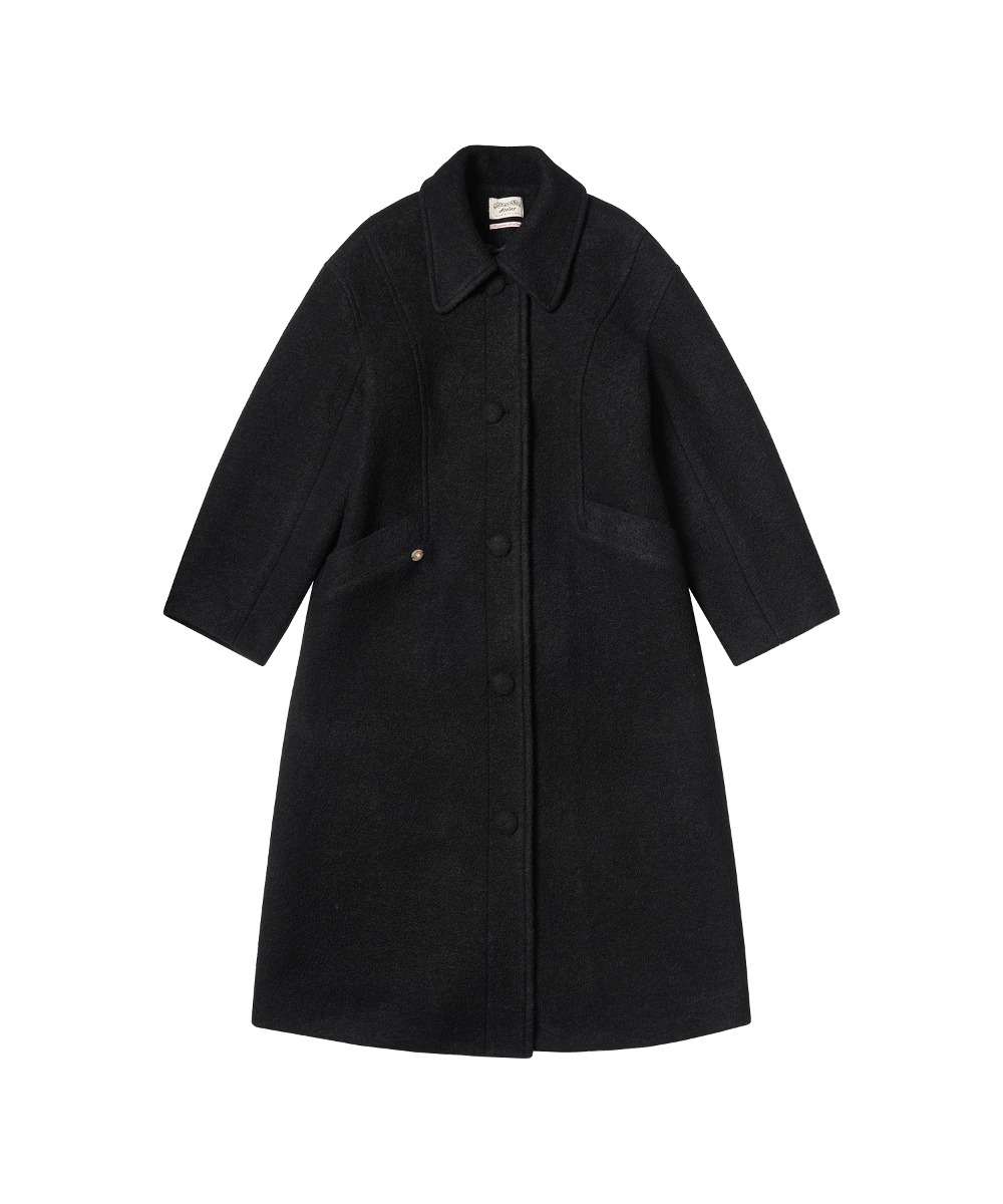 O3729 Boucle wool long coat_Black
