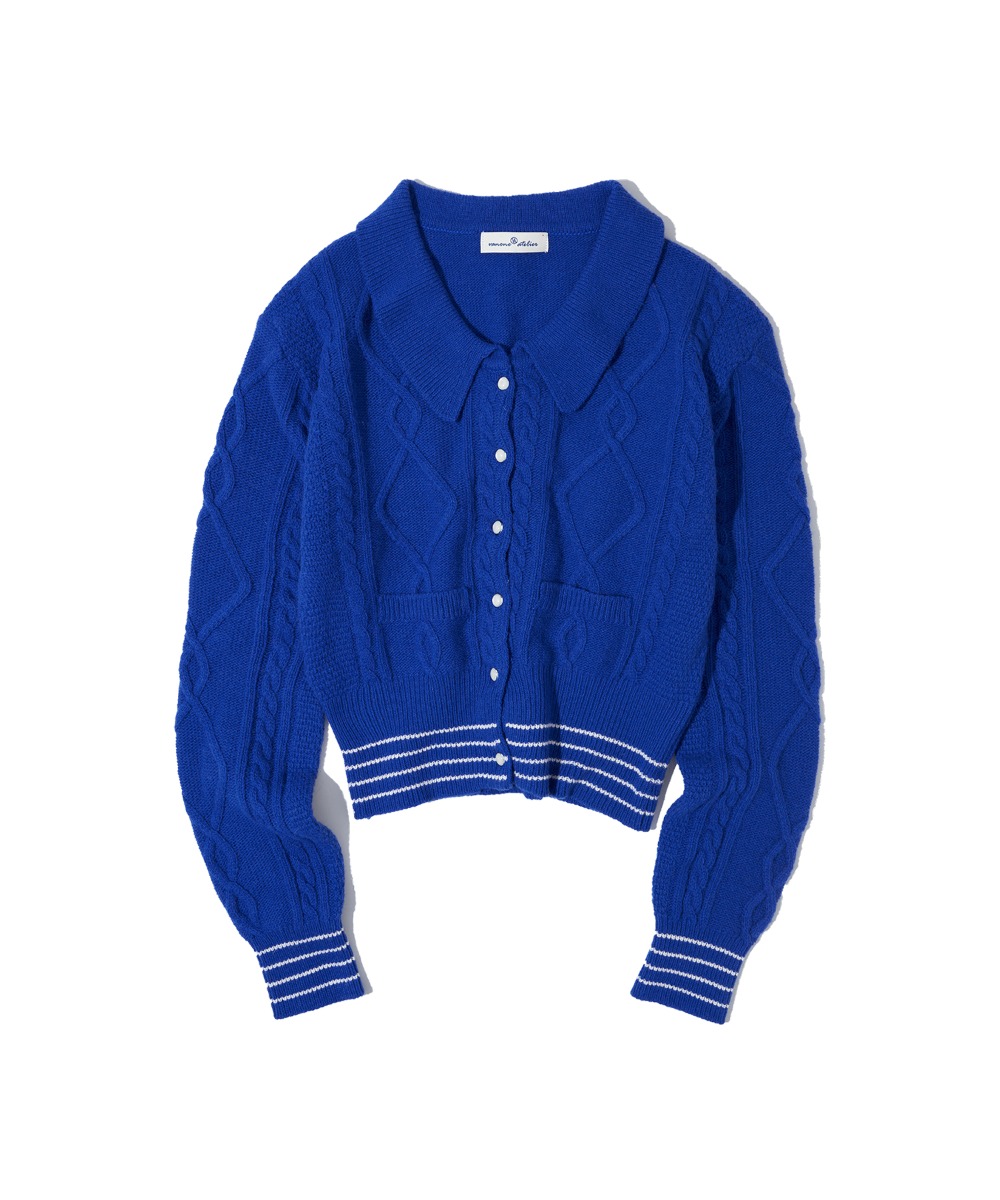 KN4202 Wool collar cardigan_Cobalt blue